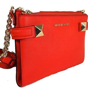 Michael Kors Karla Red Saffiano Leather Crossbody Bag❤️